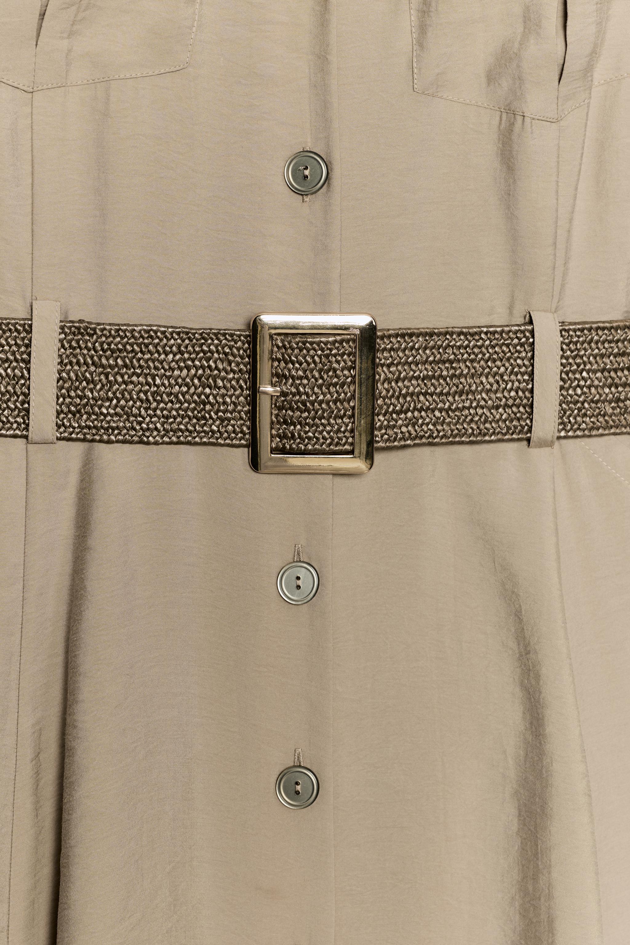 BELTED MIDI SHIRT DRESS
